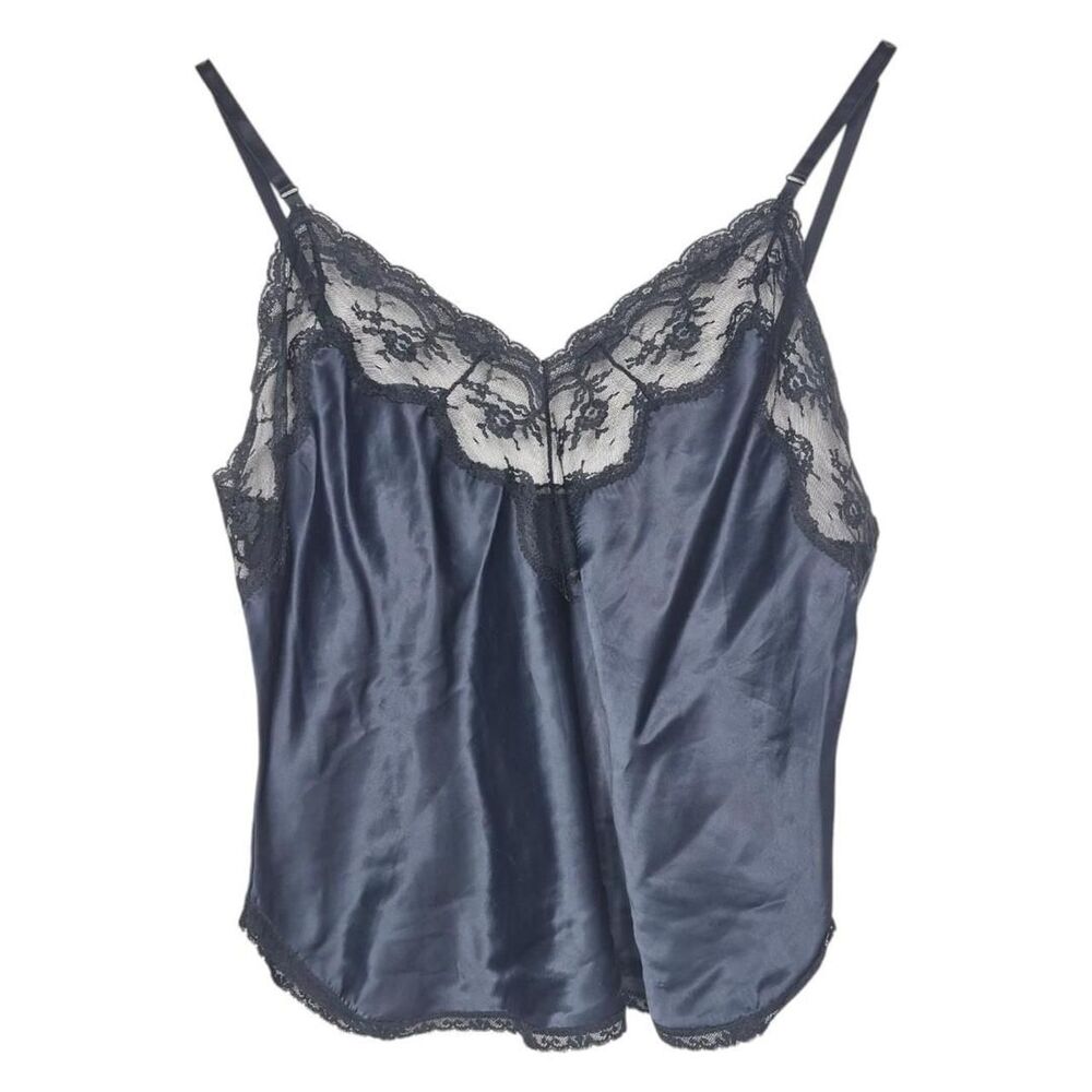 Barbizon Vintage 90s Y2K Black Lace Cami Top Satin Size Medium